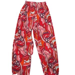 Boohoo Pink and Orange Swirl Patterned Casual Pants